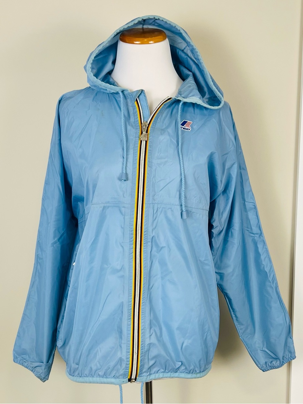K-Way Women's Sky Blue Hooded Bomber Jacket